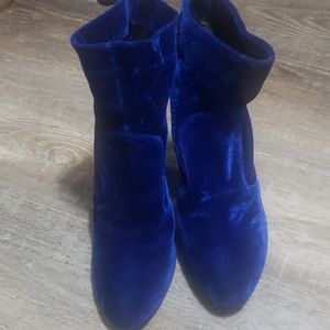 Blue suede booties